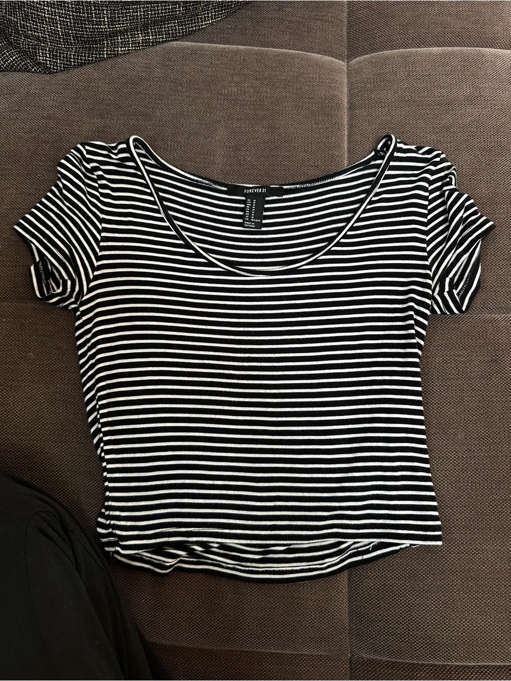 Black & White Striped Scoop Neck